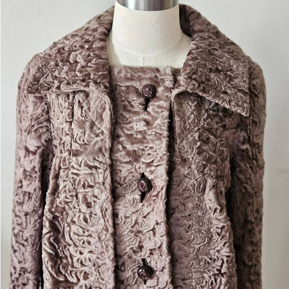 Vintage 50s Brown Persian Wool Coat Medium Levy Wolf - Picture 8 of 13